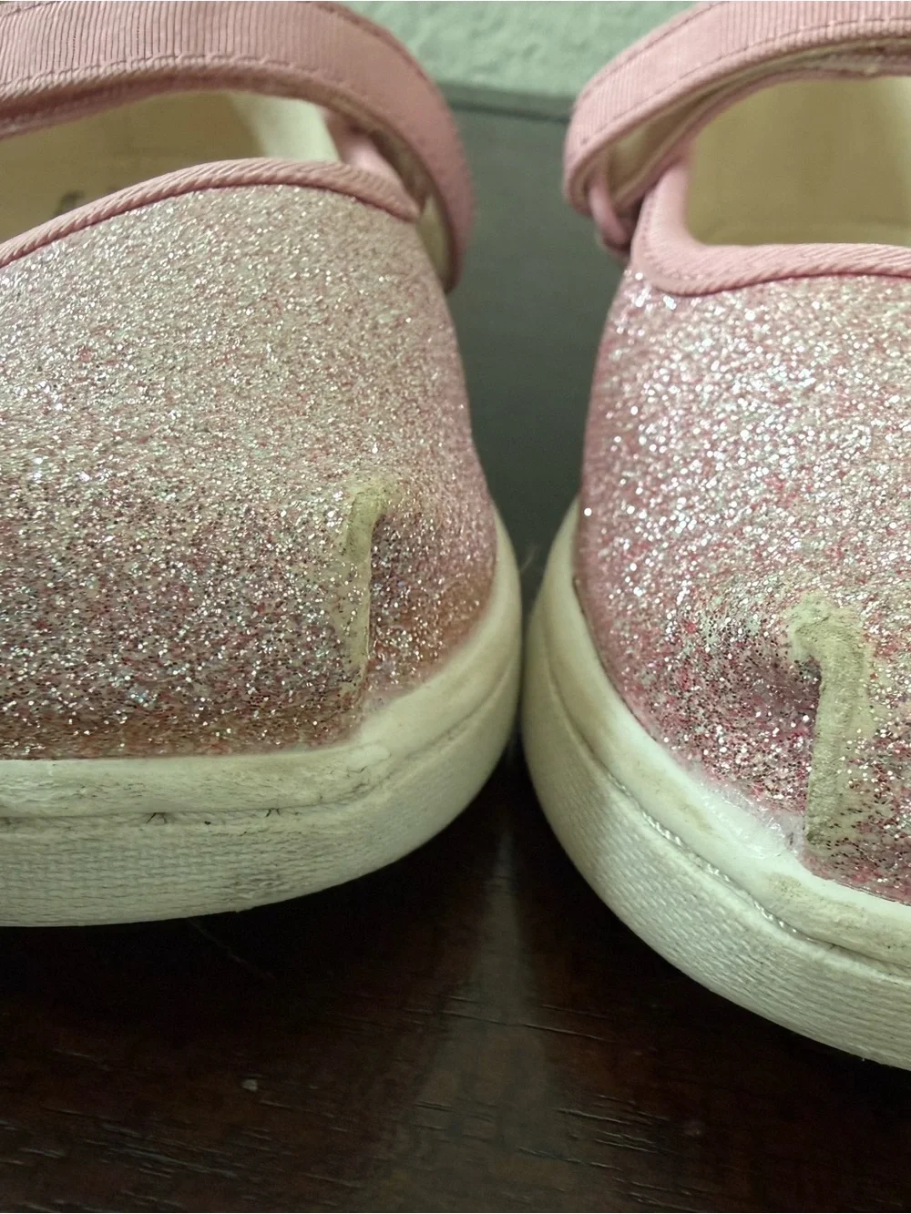 Toms Girls 10T Sparkle Pink Mary Jane Shoes